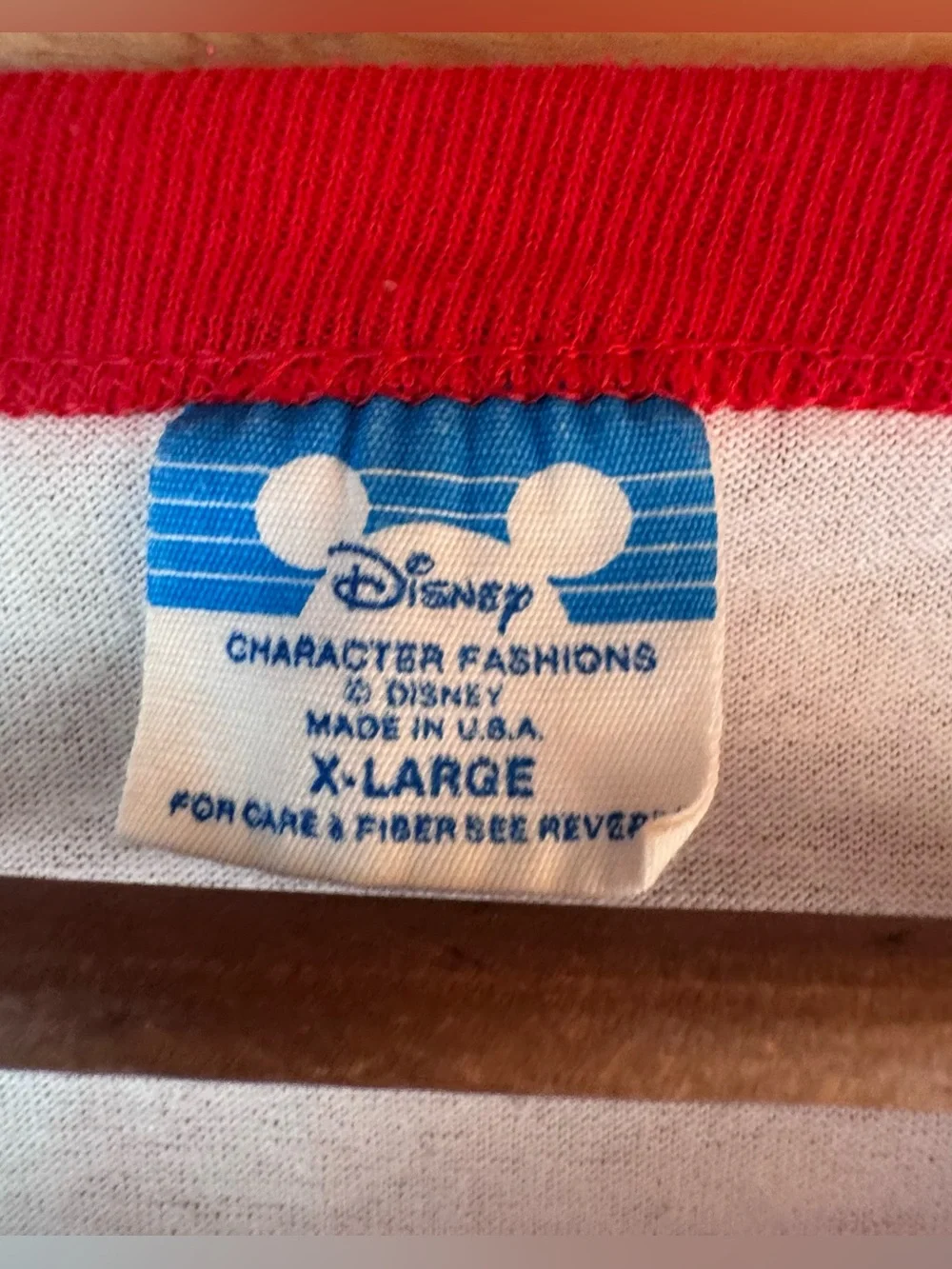 VTG 80s Disney Character Fashions Mickey Mouse Disney World Tee XL Red Sleeves